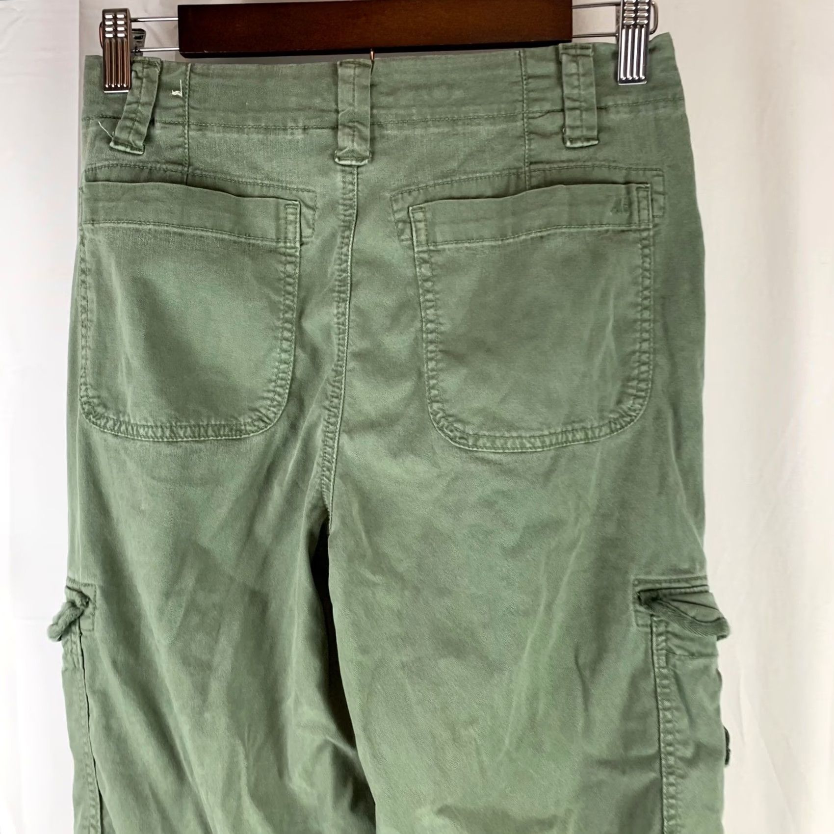 Vintage American Eagle Cargo Pants Womens 2 Olive Green Wide Leg Stretch Utility Size 26" / US 2 / IT 38 - 7 Thumbnail