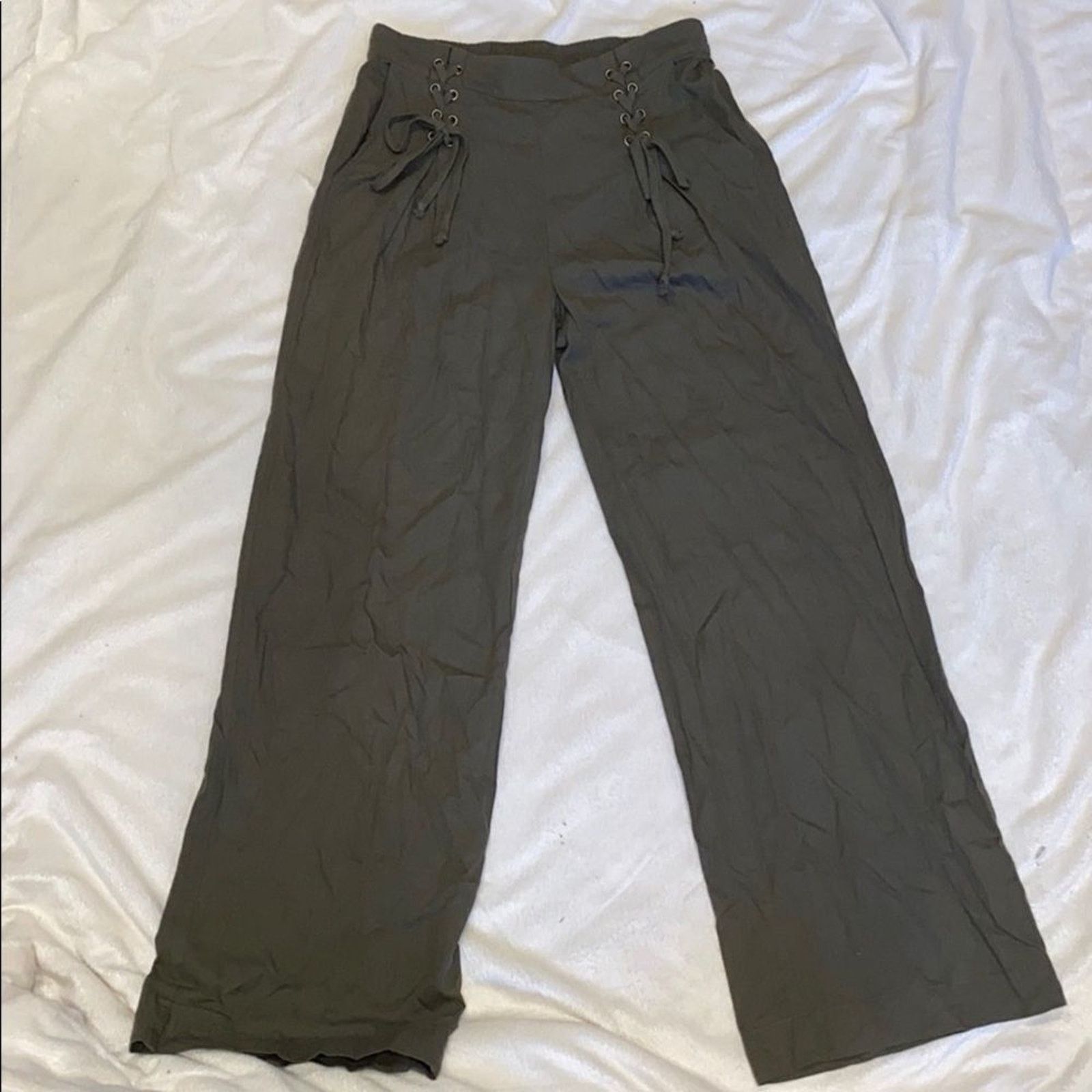 Other 1.State Olive Green Lace-Up Wide-Leg Pants | Sz XS Size 25" / US 0 / IT 36 - 2 Thumbnail