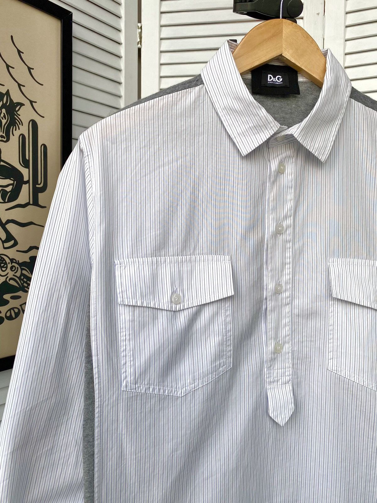 Dolce & Gabbana Dolce & Gabbana Striped 1/6 Button Up Shirt Military Size US S / EU 44-46 / 1 - 5 Thumbnail