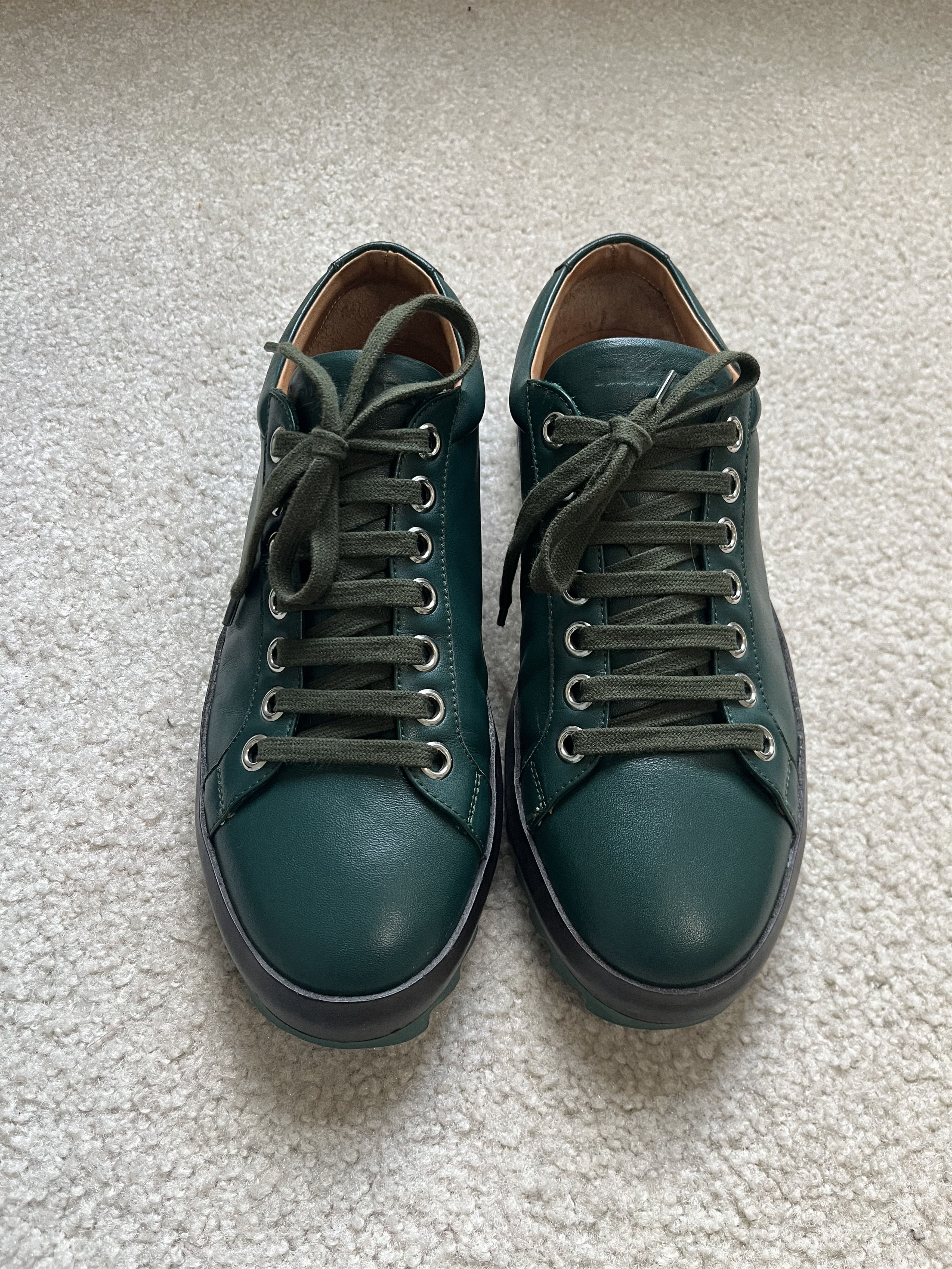 Jil Sander Jil Sander Forest Green Leather Platform Sneakers EU 41 Size US 8 / EU 41 - 2 Thumbnail