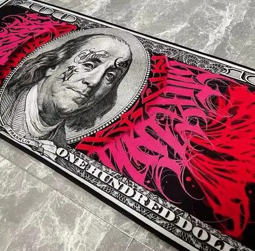 VIBE Handmade Dollar USD Print Banknotes Carpet Rug Size ONE SIZE - 2 Thumbnail