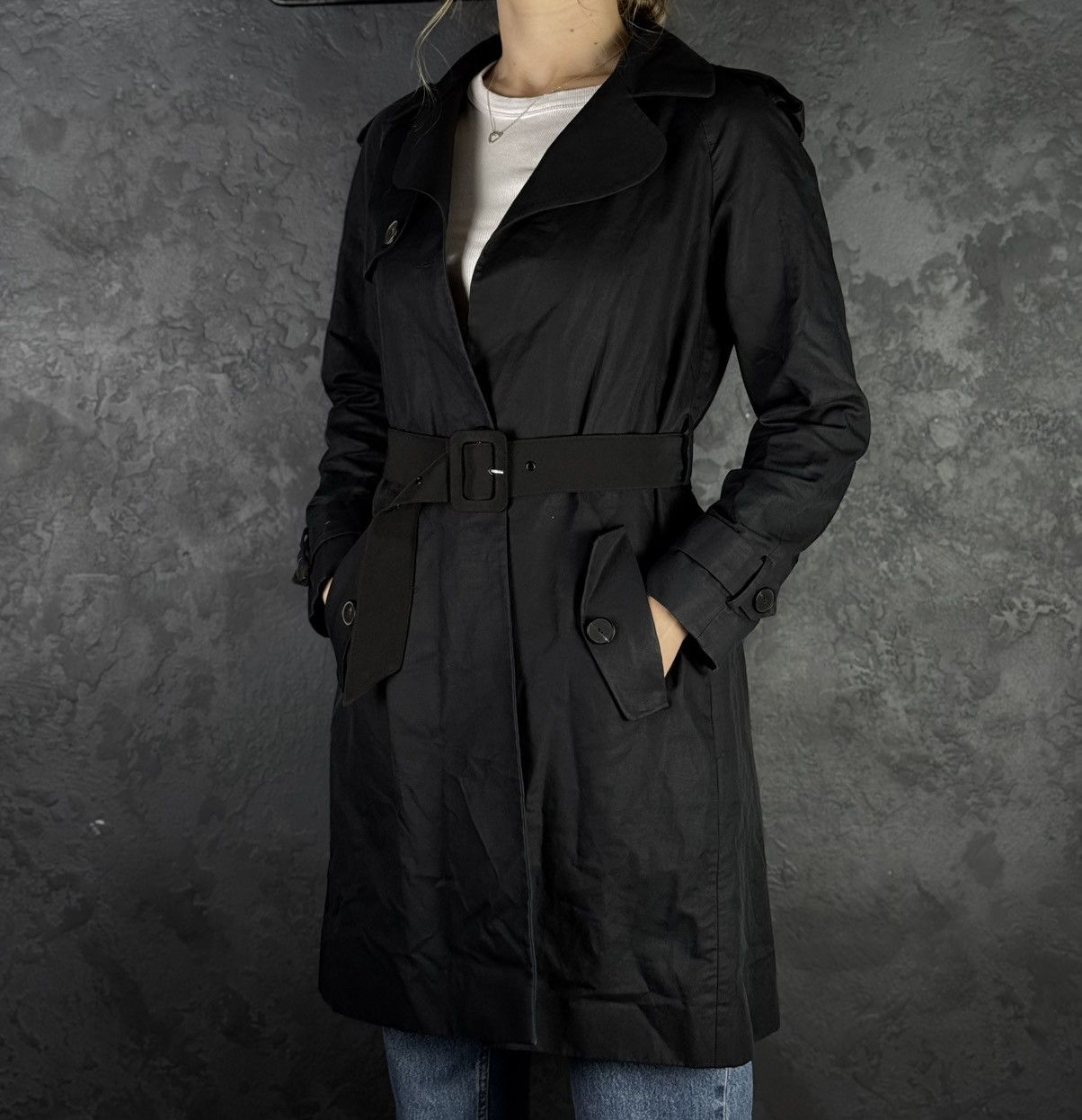 Sandro Women's Sandro Paris Dark Blue Trench Coat Belted Size 36 Size XS / US 0-2 / IT 36-38 - 2 Thumbnail