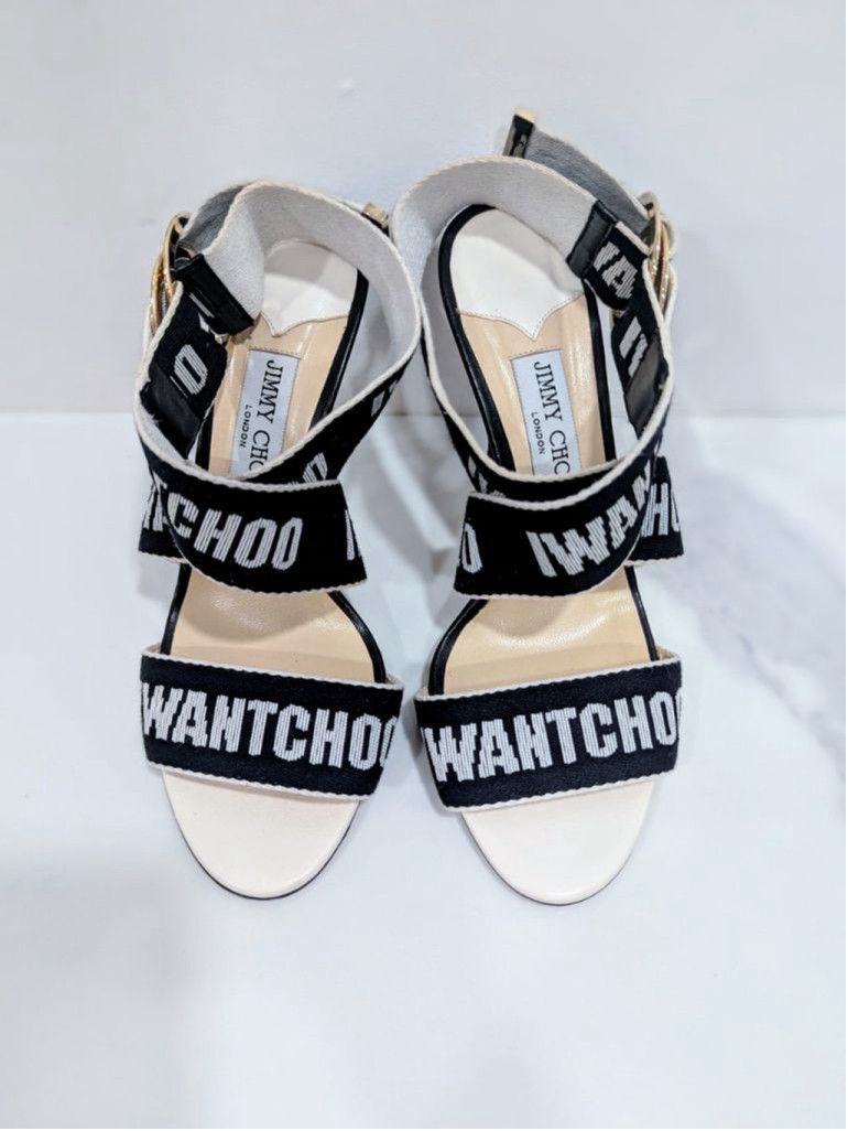 Jimmy Choo Jimmy Choo Sandals Size 8.5 Black and White Size US 8.5 / IT 38.5 - 4 Thumbnail