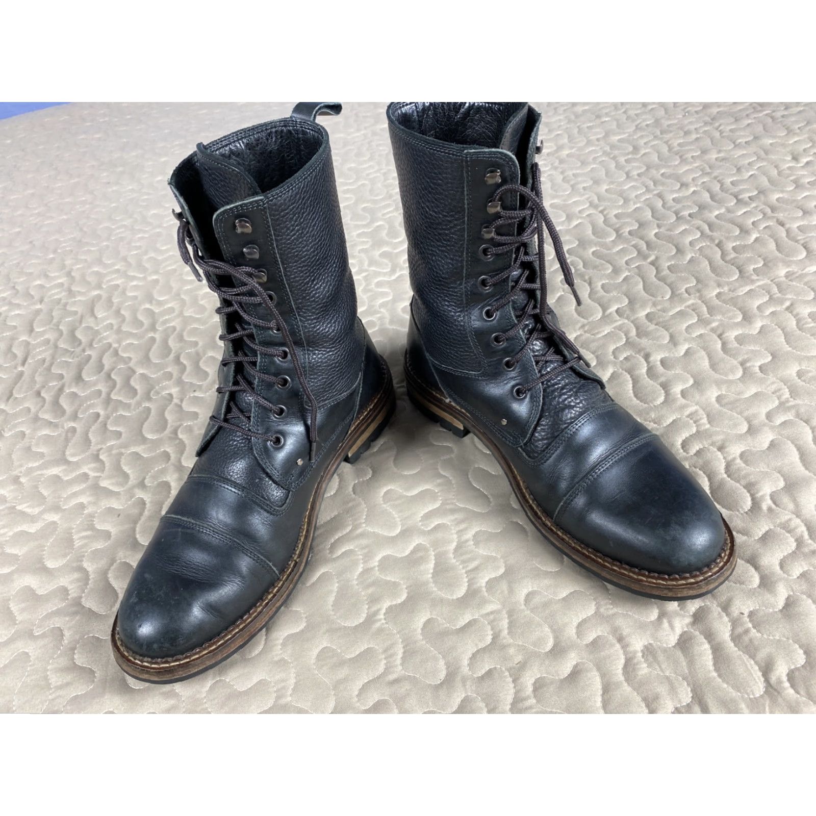 Bruno Magli Bruno Magli Pristine Palatino Black Leather Boots Lace Up Combat Chukka Sz 8.5 Size US 9 / EU 42 - 4 Thumbnail