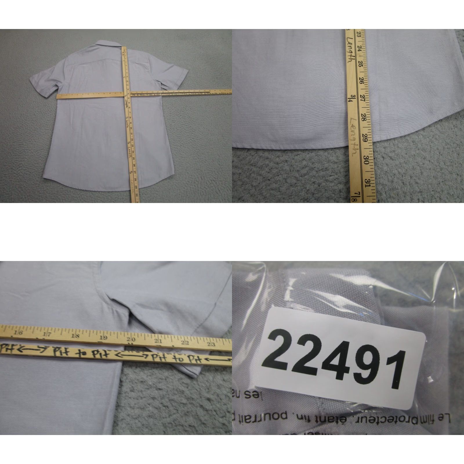 ONLY & SONS ONLY & SONS Shirt Mens Medium Gray Oxford Slim Fit Button Cuffed Short Sleeve Size US M / EU 48-50 / 2 - 8 Thumbnail