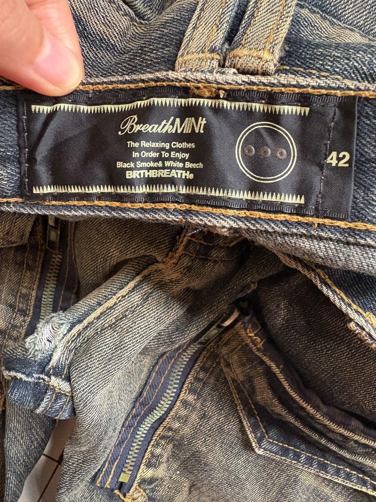 Designer Vintage Japanese Breathmint Double Waist Tactical Baggy Jean Size US 35 - 10 Thumbnail
