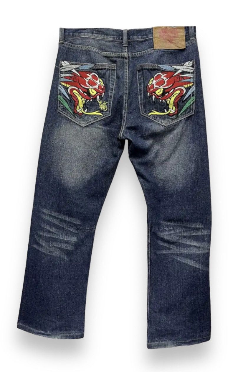 Ed Hardy 💥VERY RARE🔥ED HARDY Snake & Dragon Embroidered Tattoo Wear Size US 33 - 4 Thumbnail