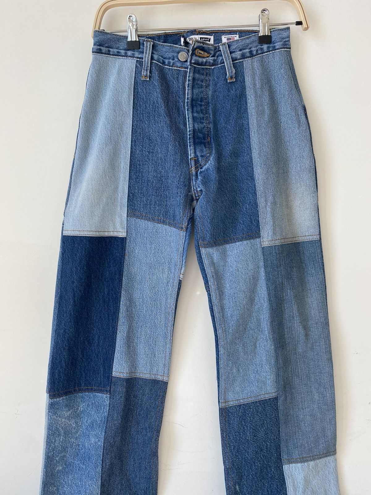 image of Redone Re/done Patchwork in Blue Denim, Women's (Size 24)