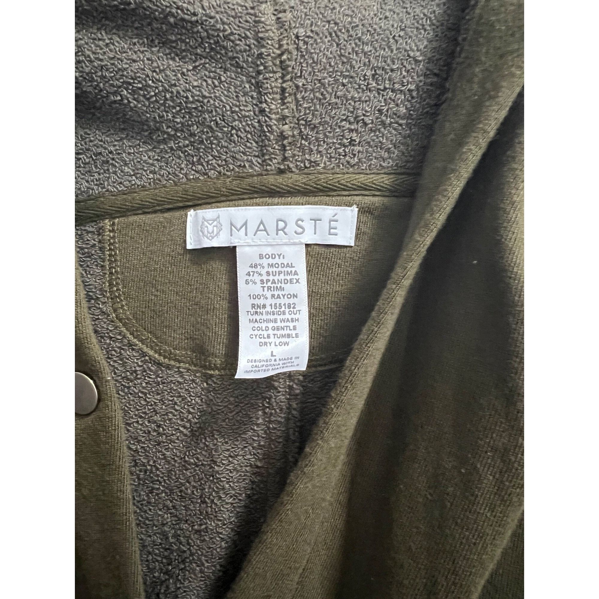 Other Marste Olive Green Hooded Button Down Hi Low Sweater Duster Size L / US 10 / IT 46 - 2 Thumbnail
