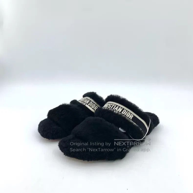 Dior Dior 22 Chez Moi Black Wool Casual Flat Plush Slippers Size US 4.5 / IT 34.5 - 1 Thumbnail