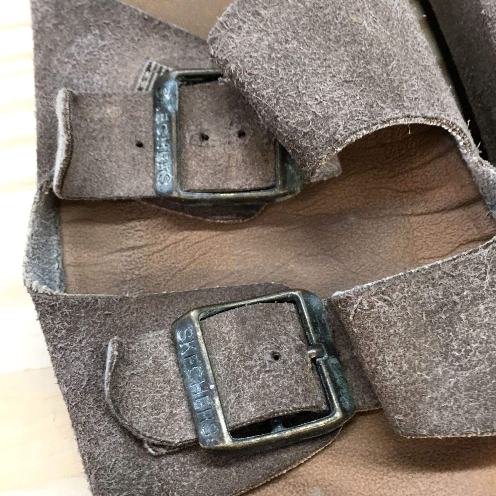 SKECHERS Skechers Sandal Womens 8 Taupe Luxe Foam Two Strap Buckle Slip On Casual Sandal Size US 8 / IT 38 - 6 Thumbnail