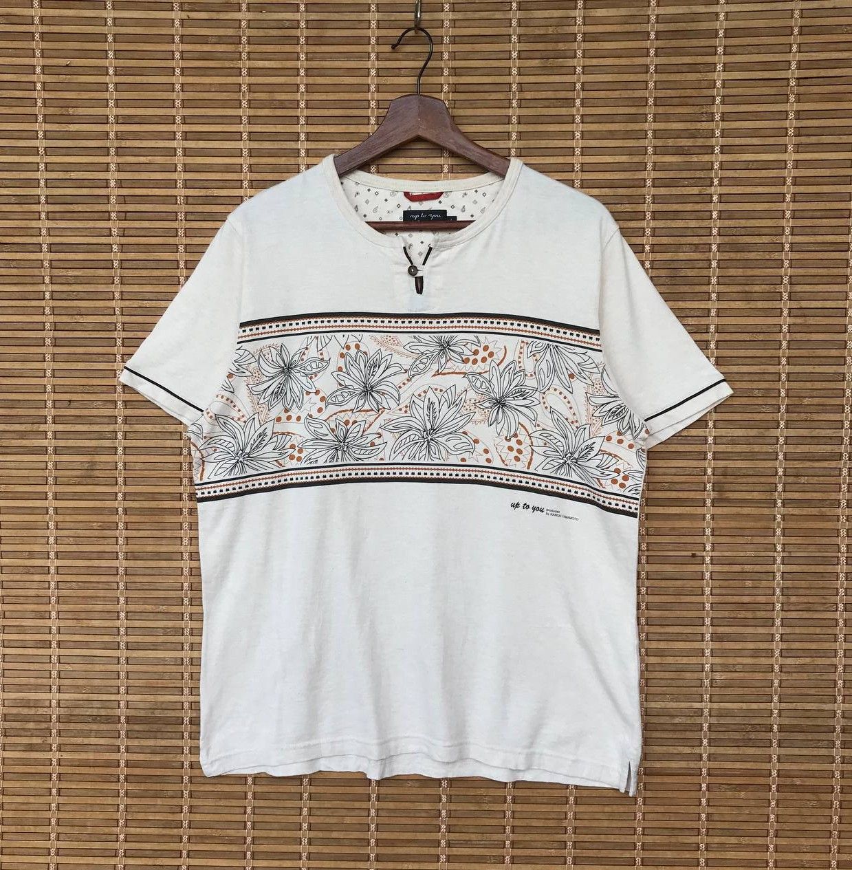 Kansai Yamamoto VINTAGE KANSAI YAMAMOTO NATIVE TSHIRT SINGLE BUTTON Size US L / EU 52-54 / 3 - 6 Thumbnail