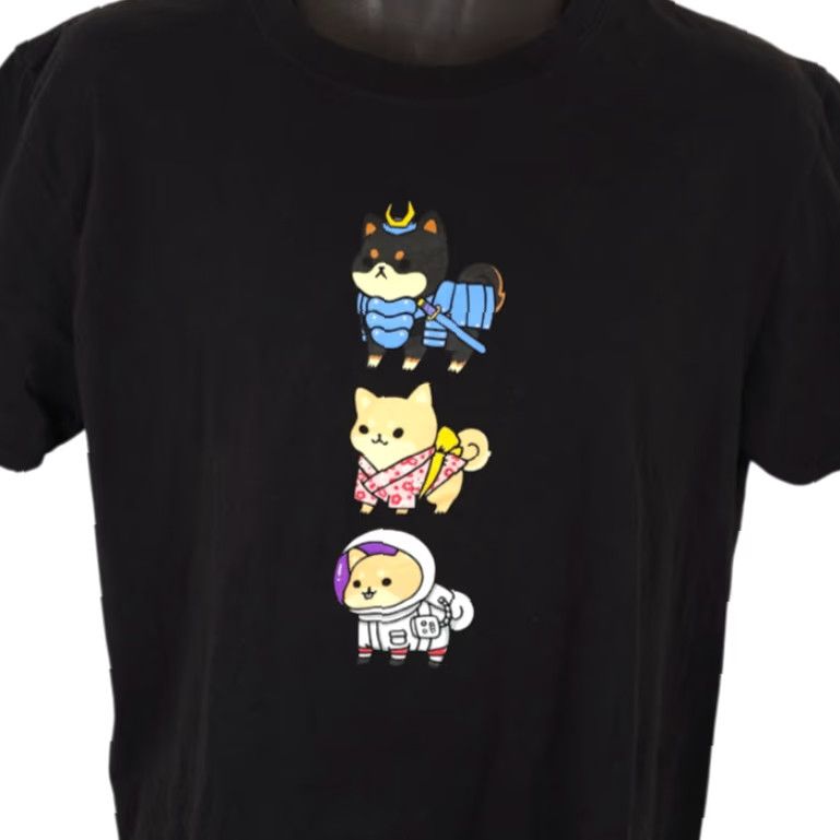 Vintage Kawaii Shiba Inues T Shirt Mens Size Large Black Cute Pikarar Art Tee Size US L / EU 52-54 / 3 - 2 Thumbnail