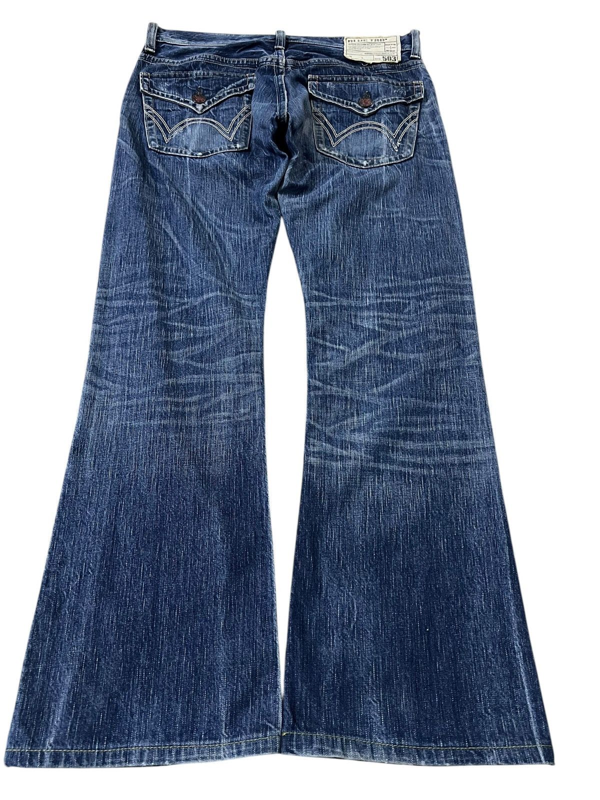 Edwin × If Six Was Nine × Le Grande Bleu (L.G.B.) 💥FLARE💥VINTAGE EDWIN 503 BLUE TRIP DISTRESS FADED JEANS Size US 34 / EU 50 - 2 Thumbnail
