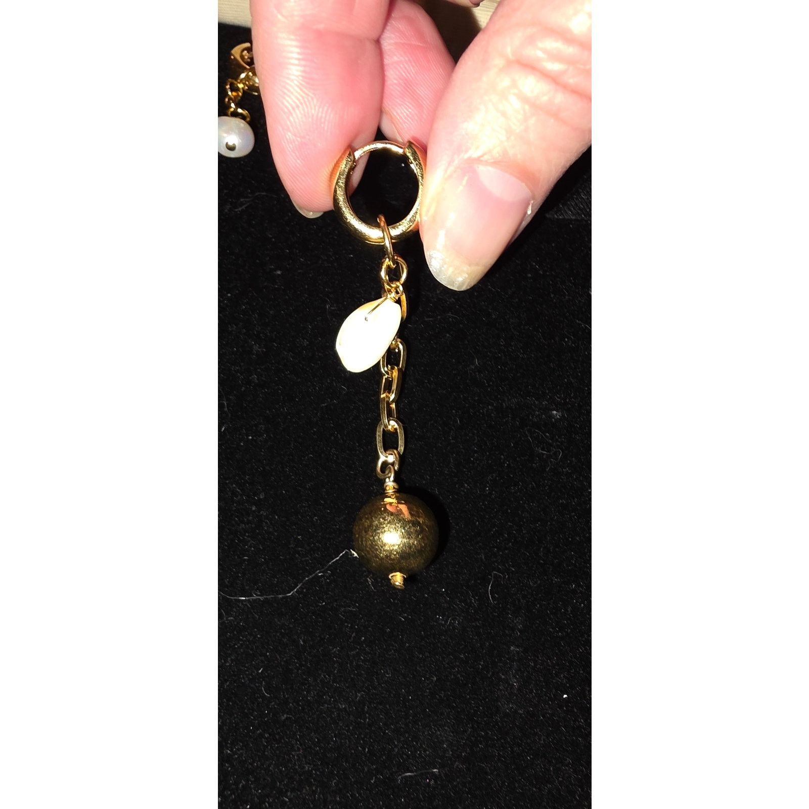 Other Mayamar 24K gold plated Pearl & Shell Asymetrical Earrings Size ONE SIZE - 4 Thumbnail