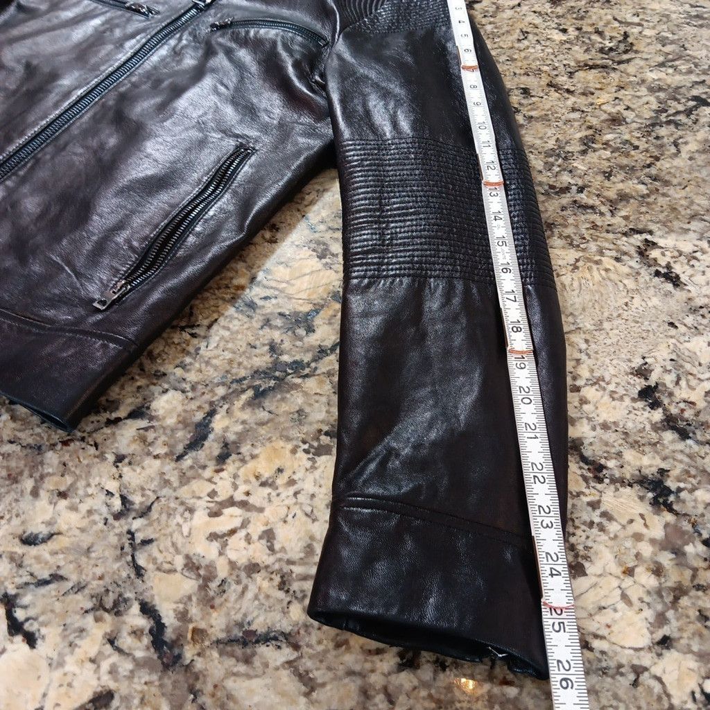 Guess Stunning GUESS Womens Leather Jacket Moto Style Black Size S / US 4 / IT 40 - 5 Thumbnail