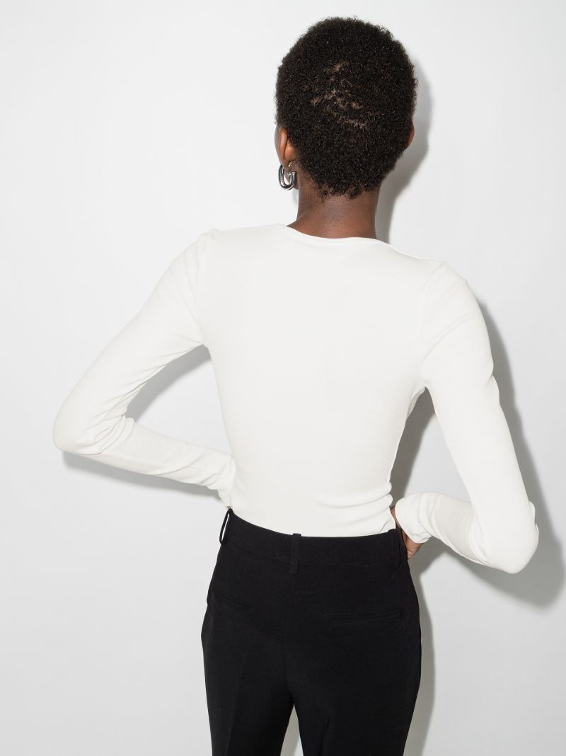 Off-White o1gr1nt0425 Off Stamp Ribbed L/S Bodysuit in White Size XS / US 0-2 / IT 36-38 - 2 Thumbnail