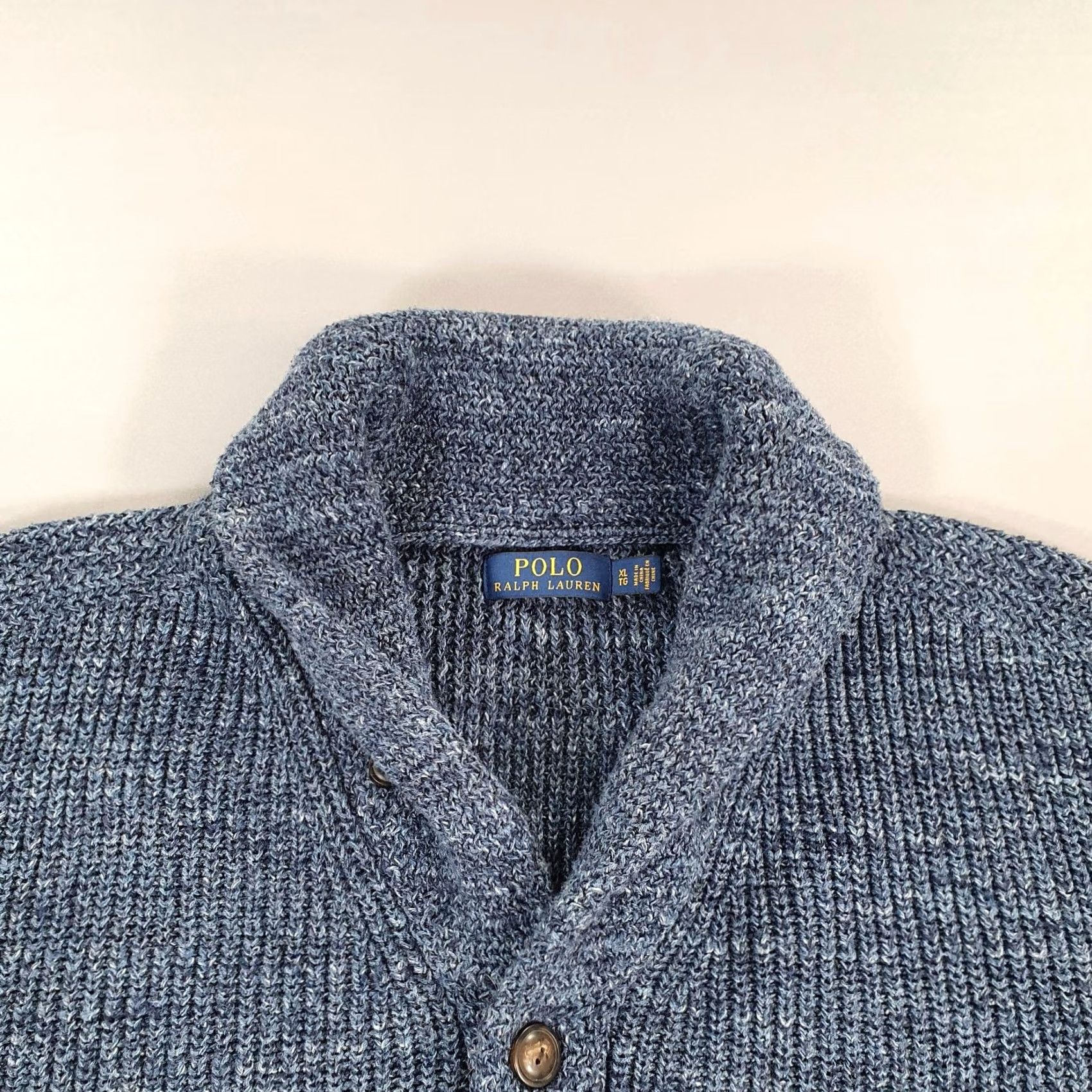 Polo Ralph Lauren Polo Ralph Lauren Cardigan Mens XL Shawl Neck Heavyweight Blue Knit Jumper Pocketed 100% Cotton Winter Regular Size US XL / EU 56 / 4 - 2 Thumbnail