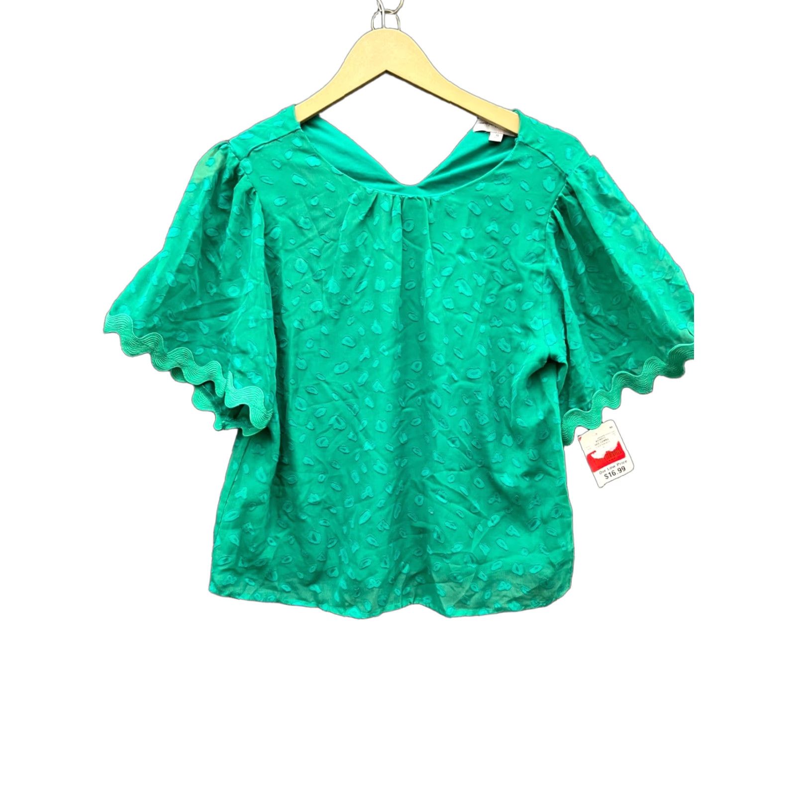 Vintage Yuni Blouse Women V-Neck Embroidered Top Kelly Green Size S Size S / US 4 / IT 40 - 1 Thumbnail