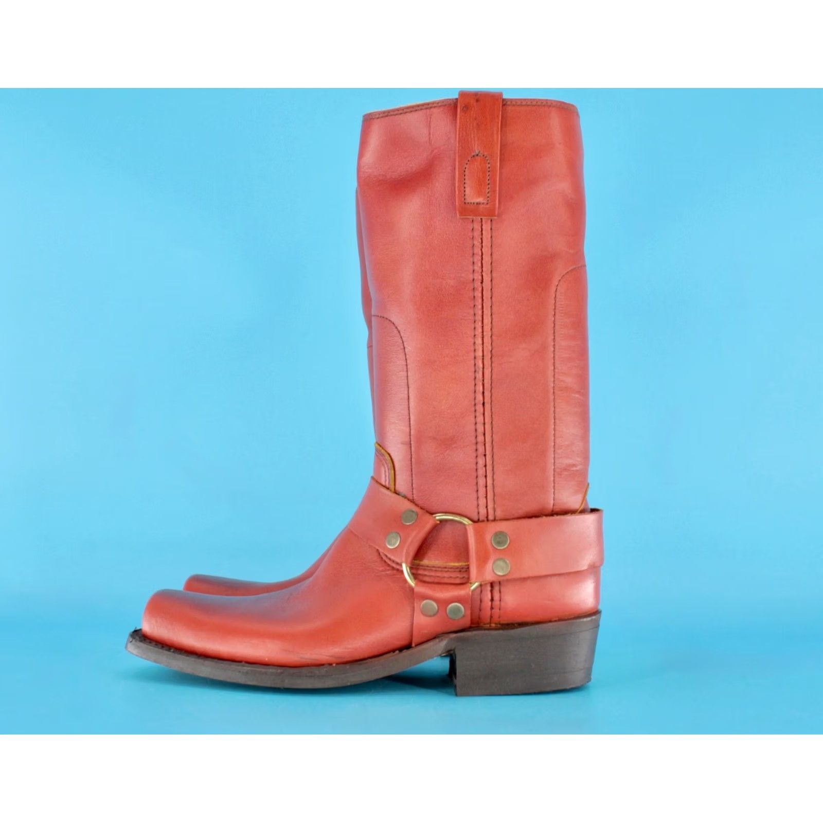 Vintage VTG 70s Boots Texas Boots Brown Leather Boots Mens 7 D Vintage 1970s Biker Motorcycle Harness Boots Size US 7 / EU 40 - 4 Thumbnail