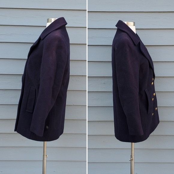 Mackintosh × Vintage Vintage 80s Union Made Mackintosh Navy Blue Wool Cropped Tre Size M / US 6-8 / IT 42-44 - 2 Thumbnail