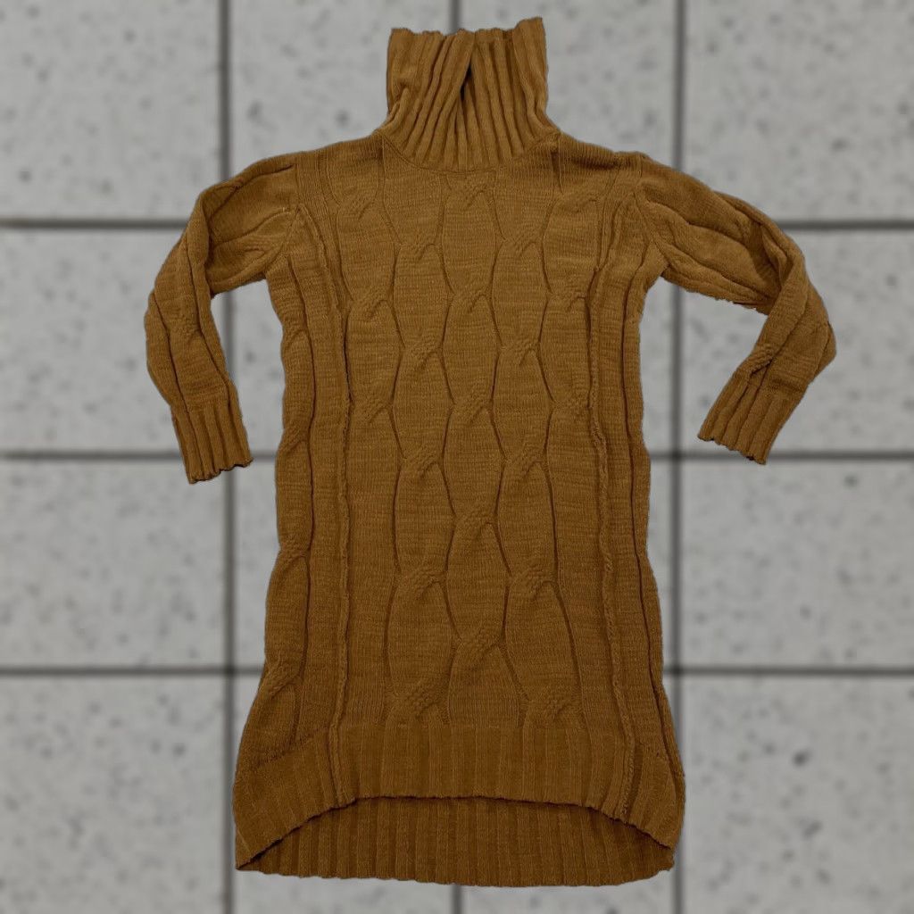 Vintage VINTAGE STITCHDROP Cable Knit Dress Women S Brown Turtleneck Chunky 90s Boho Minimalism Sweater Dress Size S / US 4 / IT 40 - 1 Thumbnail