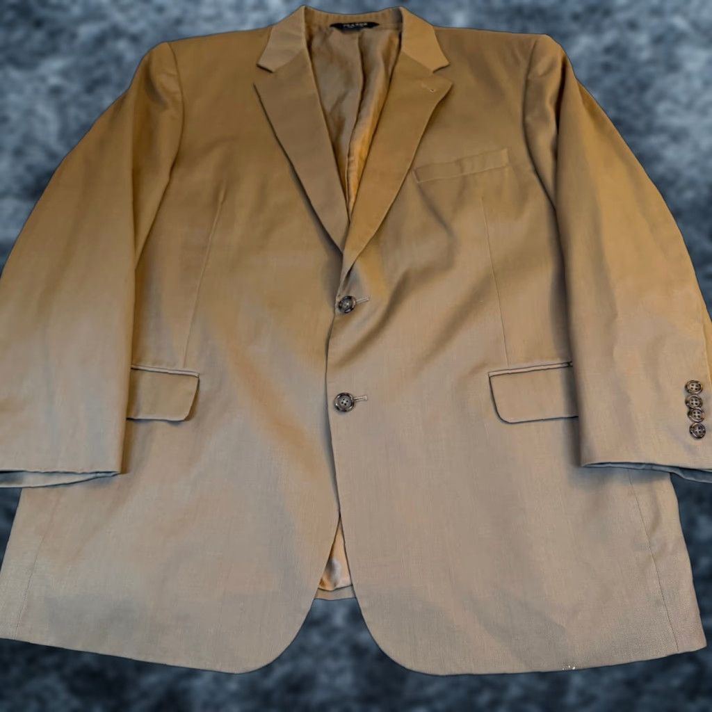 Jos. A. Bank VINTAGE not applicable; use provided: JOS A BANK Tan Two Piece Suit Jacket Pants Formal Business Mens 46R 36x28" Size 46R - 1 Thumbnail
