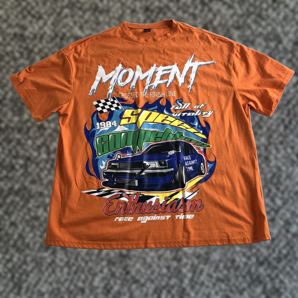 Shein SheIn Full Graphic Racing Car Men's Short Sleeve Orange Tee T-Shirt Size Medium Size US M / EU 48-50 / 2 - 1 Thumbnail