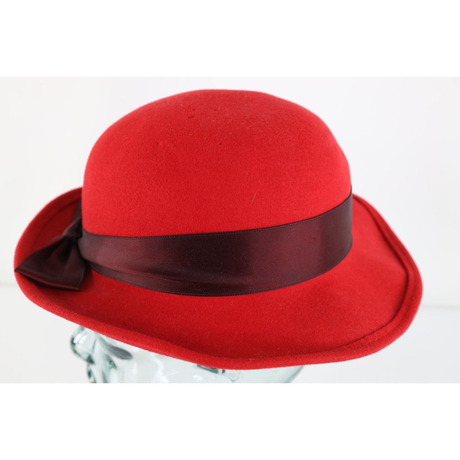 Vintage Vintage 80s 90s Felt Wool Satin Ribbon Bowtie Cloche Hat Size ONE SIZE - 4 Thumbnail