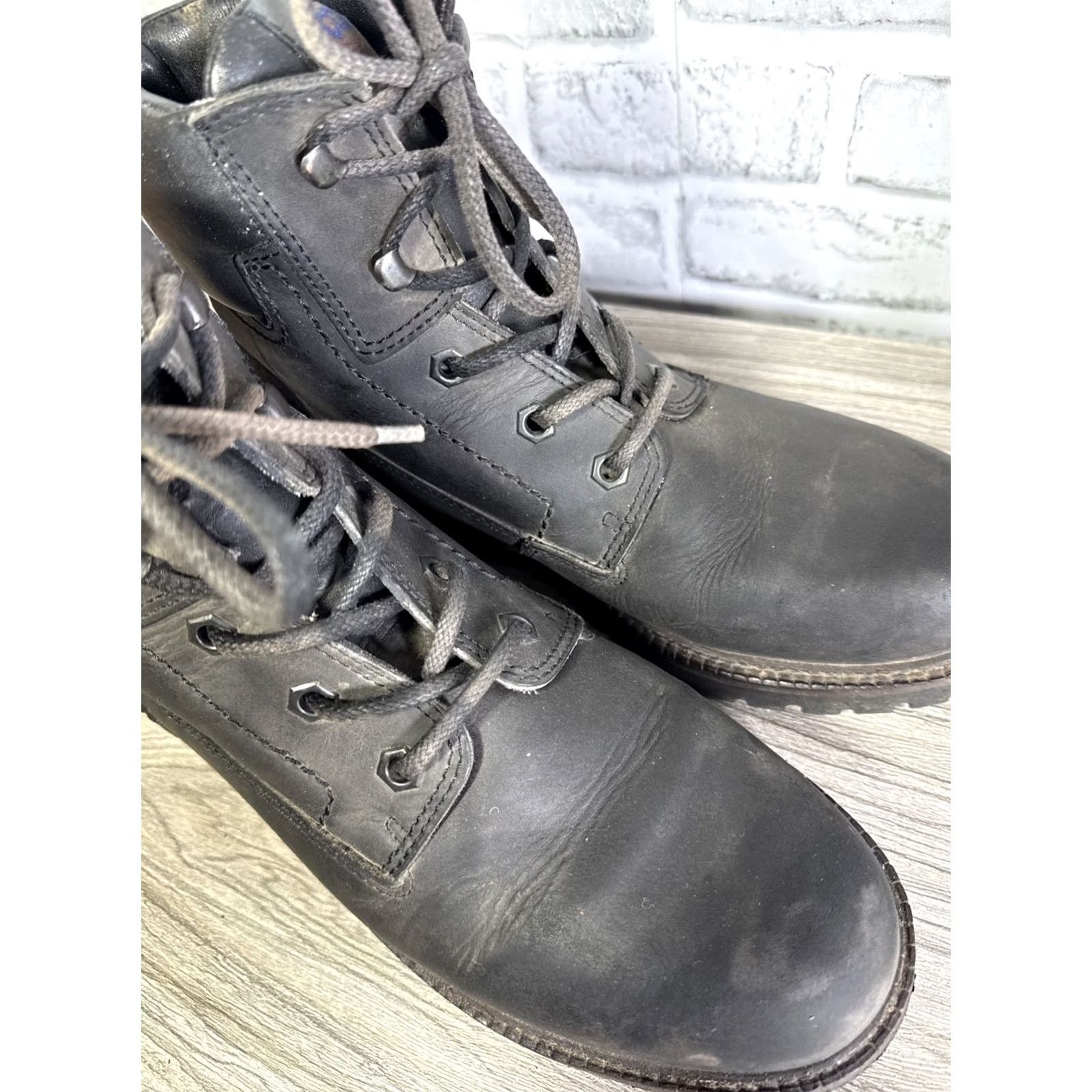 Ecco VINTAGE ECCO CLUB Gray Leather Wool Shearling Lined Work Boots Mens 44 Size US 11 / EU 44 - 5 Thumbnail