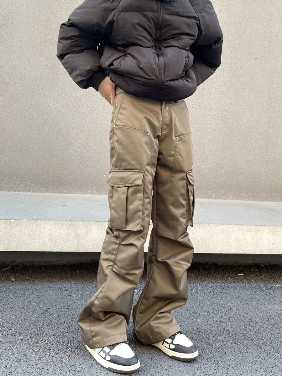 urban utility pleated flared cargo pants