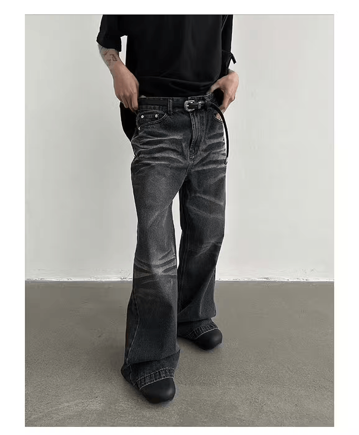 Fancy Layered Drapery Jeans (Gray)