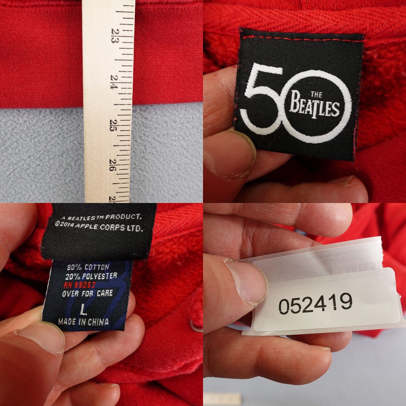 Vintage VINTAGE The Beatles Hoodie Mens Large Red 50th Anniversary Pullover Sweatshirt Abbey Road Size US L / EU 52-54 / 3 - 8 Thumbnail