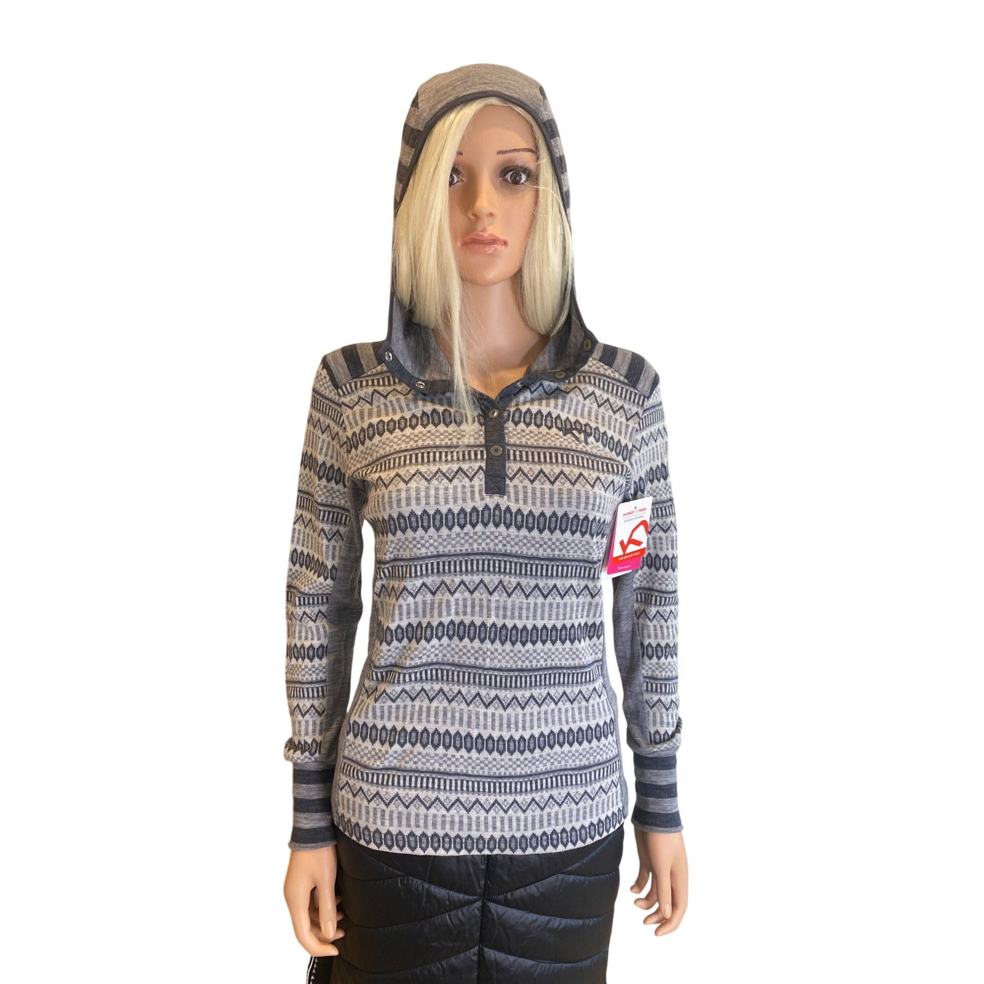 Kari Traa Merino Wool Half-Zip Nordic Base Layer Hoodie Top