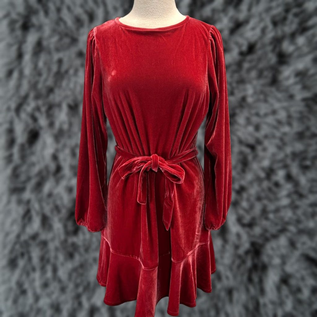 J.Crew J. Crew Factory Velvet Mini Dress Women M Red Tie Waist Holiday Cocktail Party Women M Velvet Tie Waist Holiday 90s? Size M / US 6-8 / IT 42-44 - 1 Thumbnail