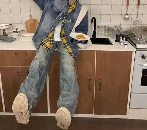 Japanese Brand × Jean Vintage washed straight-leg textured rare jeans Size US 32 / EU 48 - 3 Thumbnail