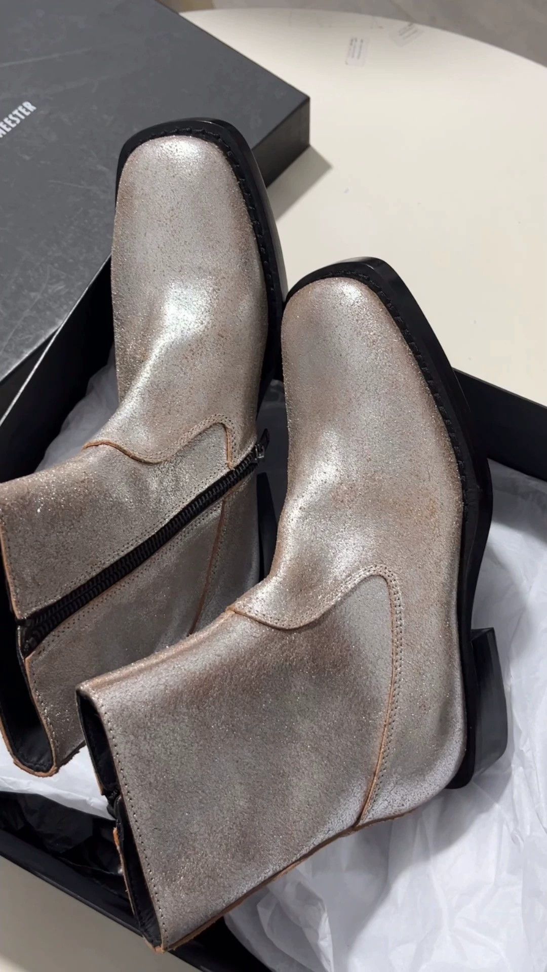 Ann Demeulemeester Ann Demeulemeester New Boots Square Toe Silver 36 Size US 6 / IT 36 - 1 Thumbnail