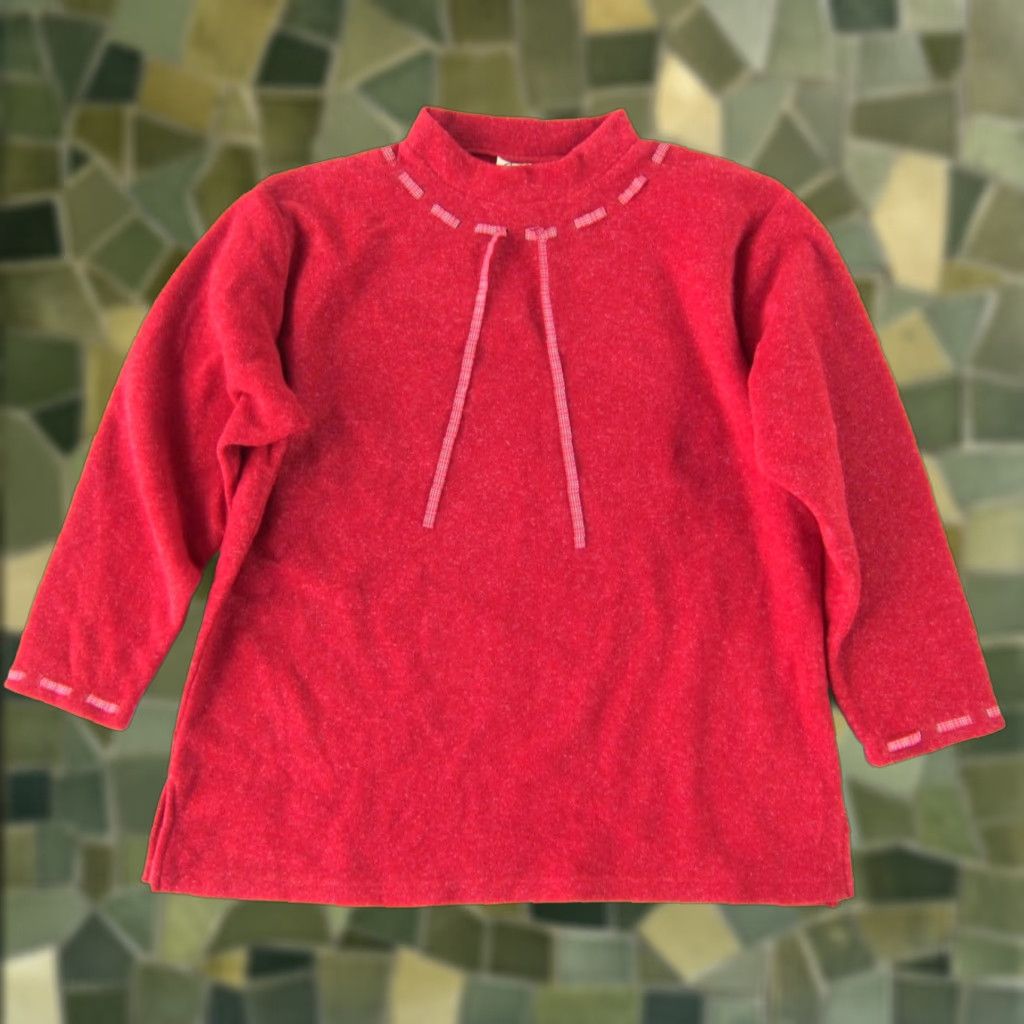 Vintage VTG Cindy Bai Red Fleece Mock Neck Long Sleeve Pullover Sweater Women 2X NWT Vintage 90s style Pullover Womens Red Fleece 2X Sweater Size XXL / US 16-18 / IT 52-54 - 1 Thumbnail