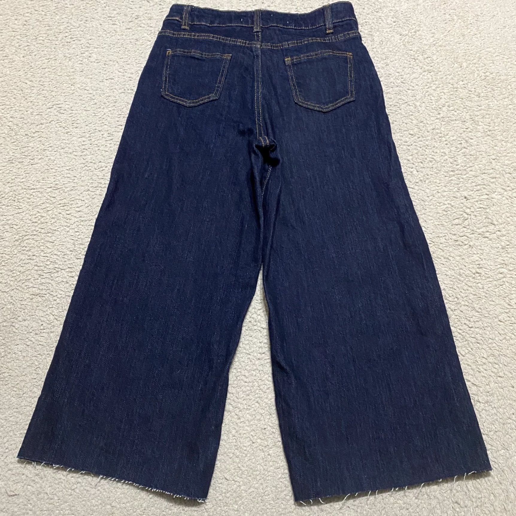 Vintage OAT New York Jeans Womens 2 Blue Denim Wide Leg High Rise Raw Hem Cropped Crop Wide-Leg Jeans Womens M2 LOY? Size 26" / US 2 / IT 38 - 2 Thumbnail
