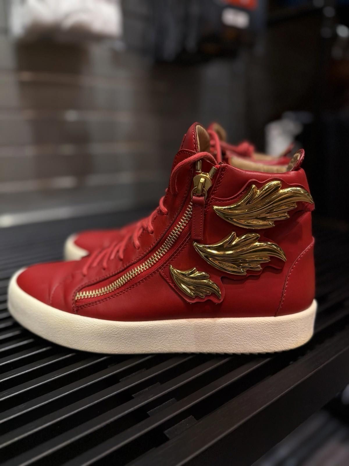 Giuseppe Zanotti Giuseppe Zanotti Size 44EU/11US Red Leather Wings Sneakers Size US 11 / EU 44 - 4 Thumbnail