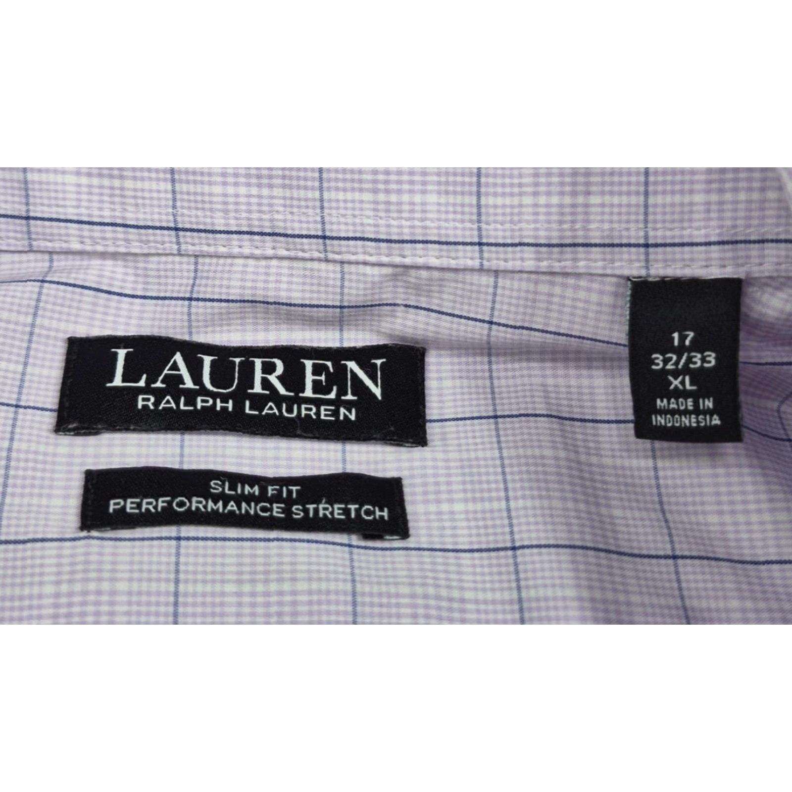 Ralph Lauren Lauren Ralph Lauren Shirt Mens 17 32/33 Purple Check Slim Fit Stretch Dress Shirt Size 46R - 5 Thumbnail