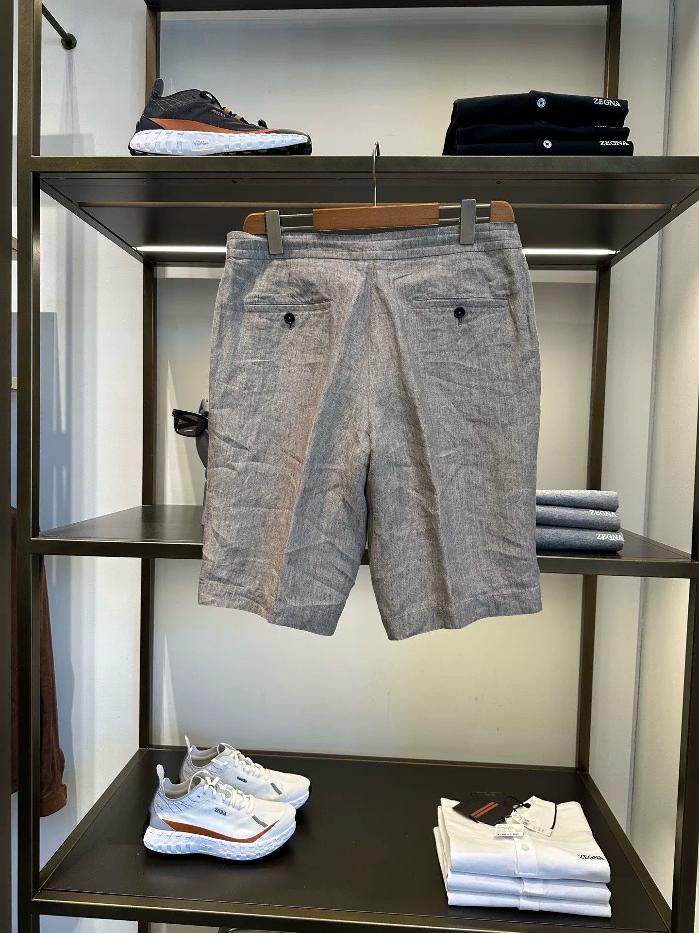 Ermenegildo Zegna Zegna Men's Gray Linen Shorts Size US 30 / EU 46 - 3 Thumbnail