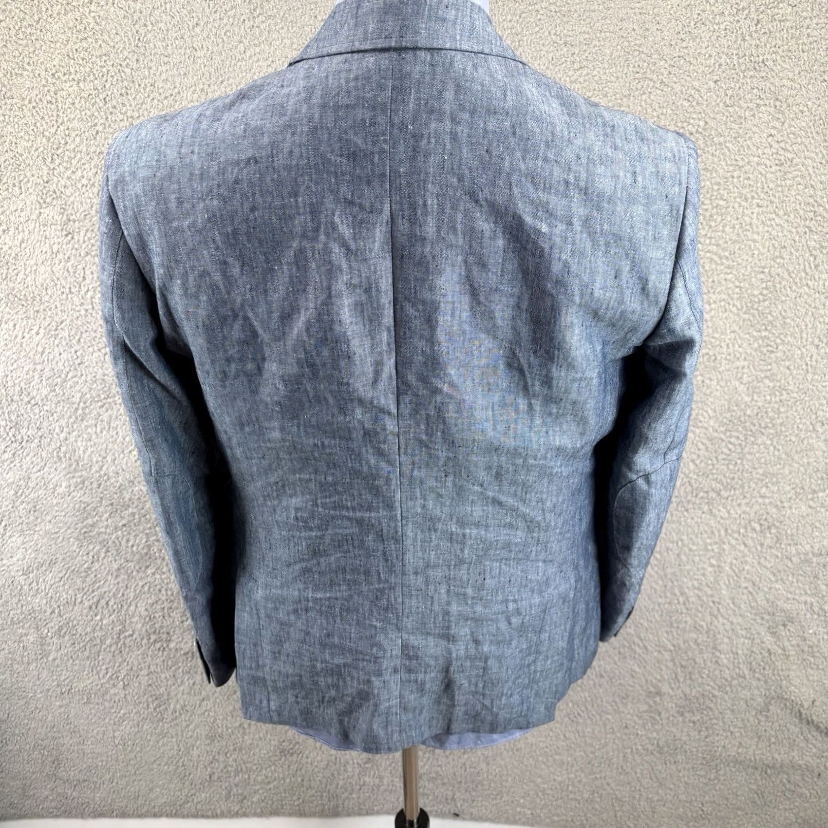 Joseph Abboud Joseph Abboud Sport Coat Blazer Mens Small Blue 100% Linen Unstructured Jacket Check Pattern Size 36R - 4 Thumbnail