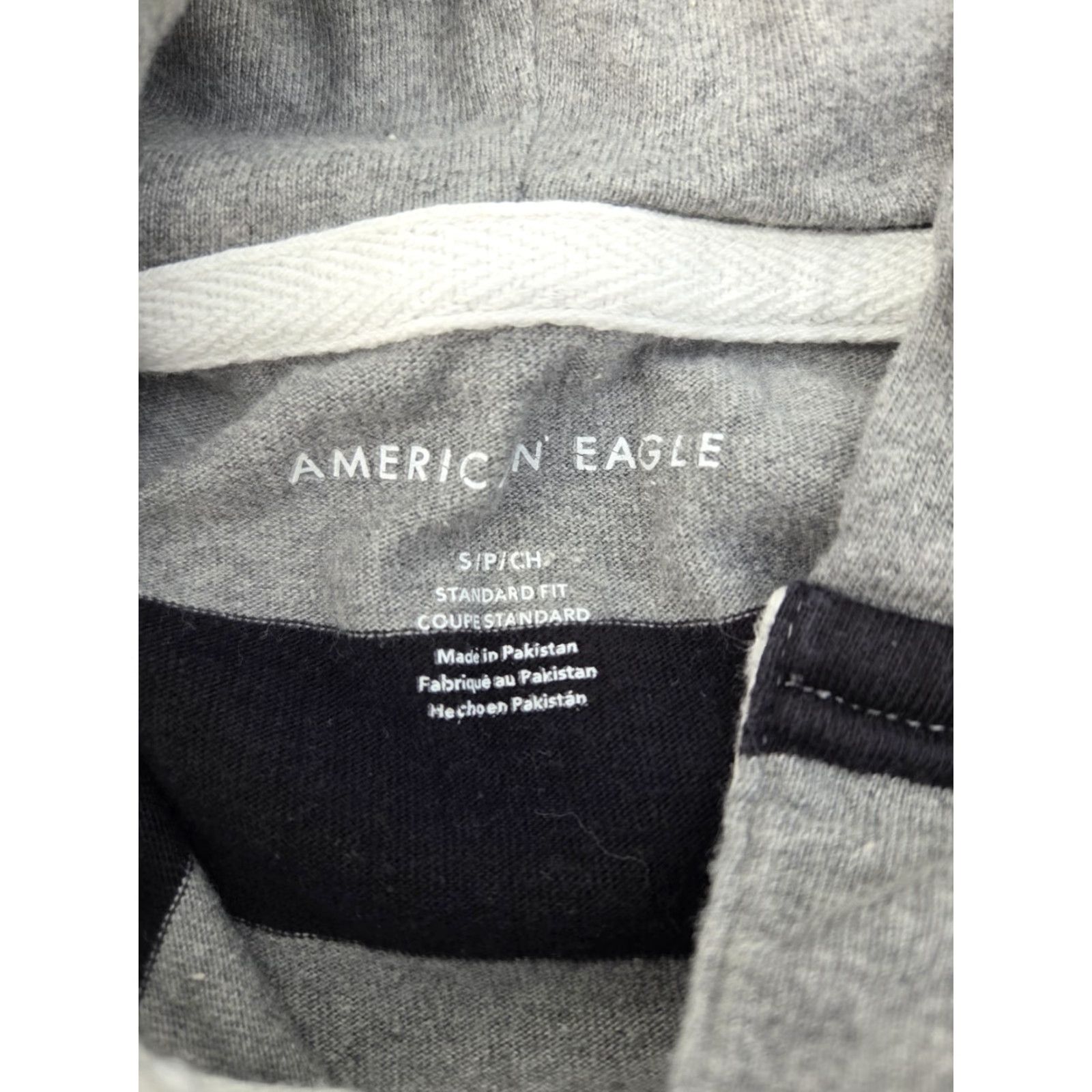 American Eagle Outfitters American Eagle Hoodie Men S Gray Black White Striped 1/4 Button Multicolor Cotton Pullover Long Sleeve Regular Size Size US S / EU 44-46 / 1 - 4 Thumbnail