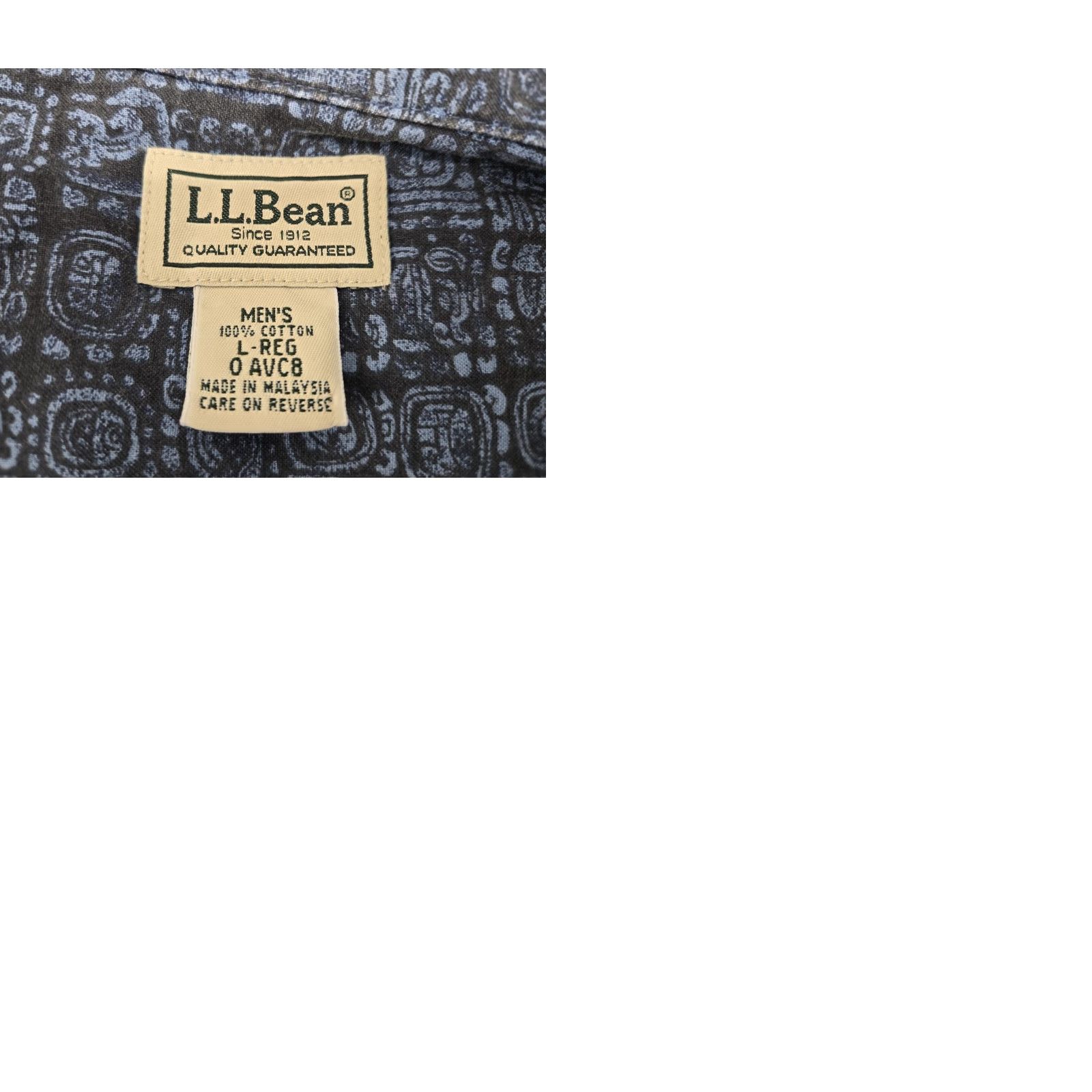 Vintage VINTAGE L.L. Bean Shirt Mens Large Regular Blue Tile Patterned Tribal Heritage Hawaii Shirt Button-Up Short Sleeve Collared Cotton Plaid Size US L / EU 52-54 / 3 - 9 Thumbnail