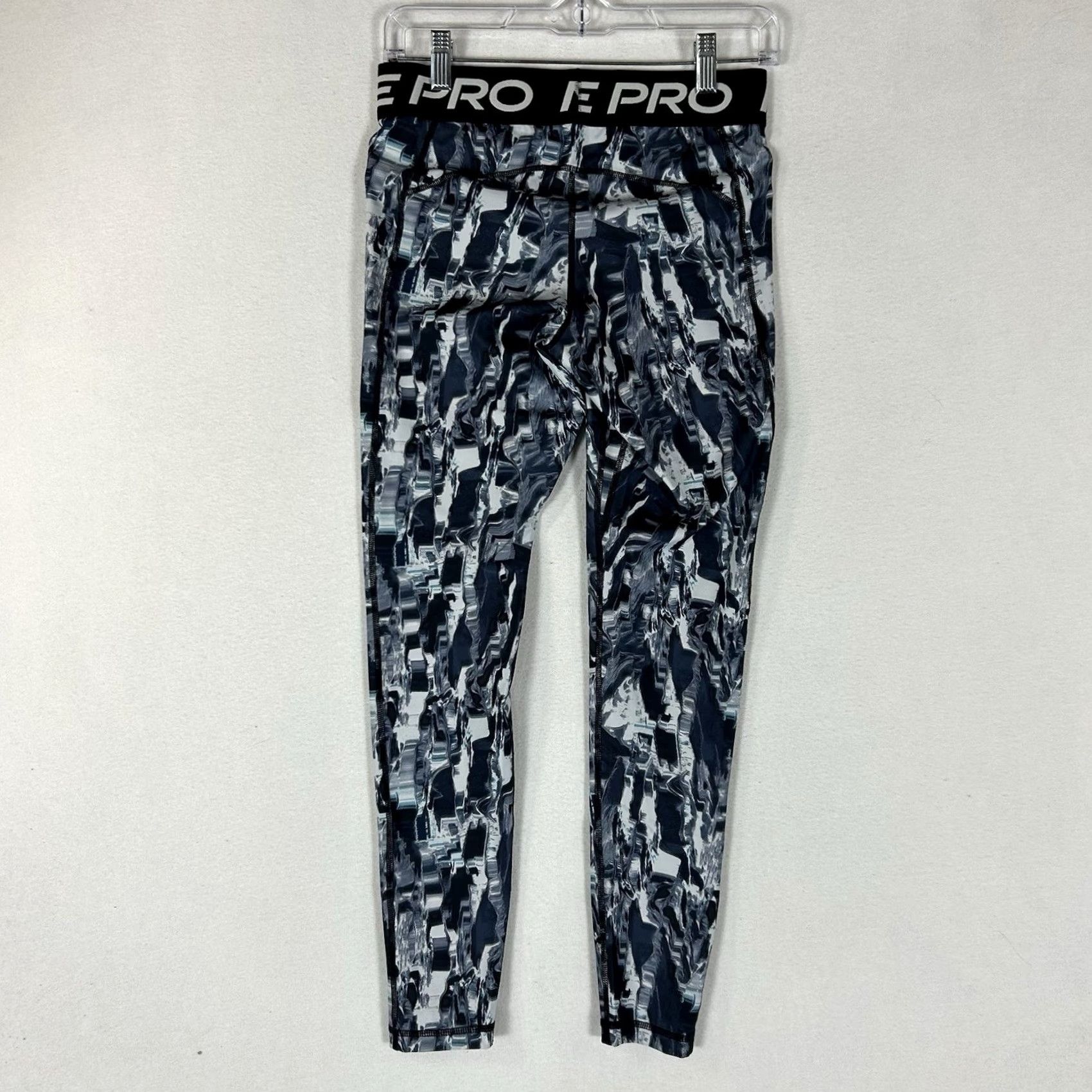 Nike Nike Pro Dri Fit Ankle Leggings Womens M Gray Blue Graphic Print Stretch Geometric Neon 27in Inseam Size 32" / US 10 / IT 46 - 7 Thumbnail
