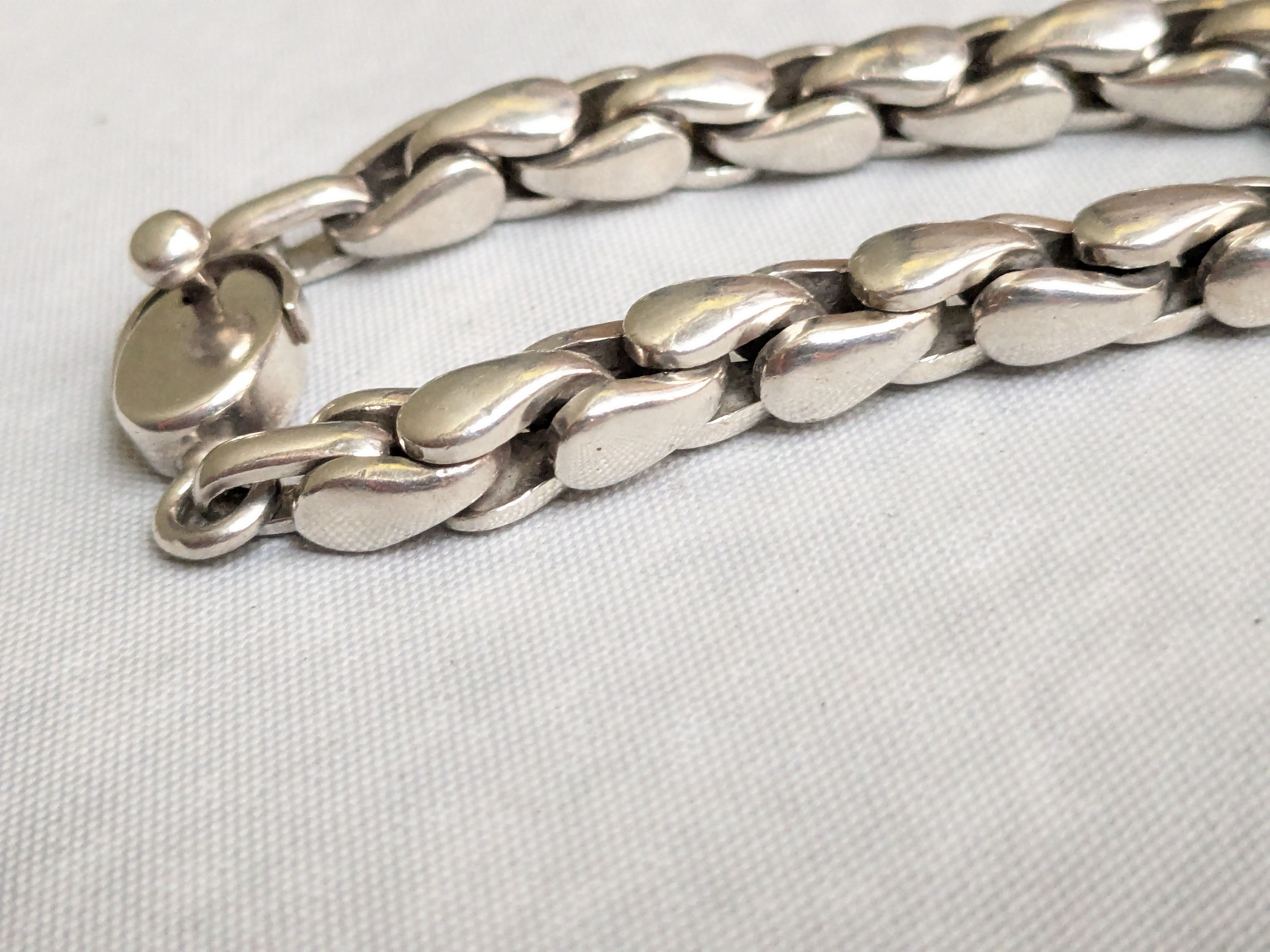 Jewelry Vintage Sterling Silver Bracelet Box Link Wheat Foxtail 6.5" Size ONE SIZE - 10 Thumbnail