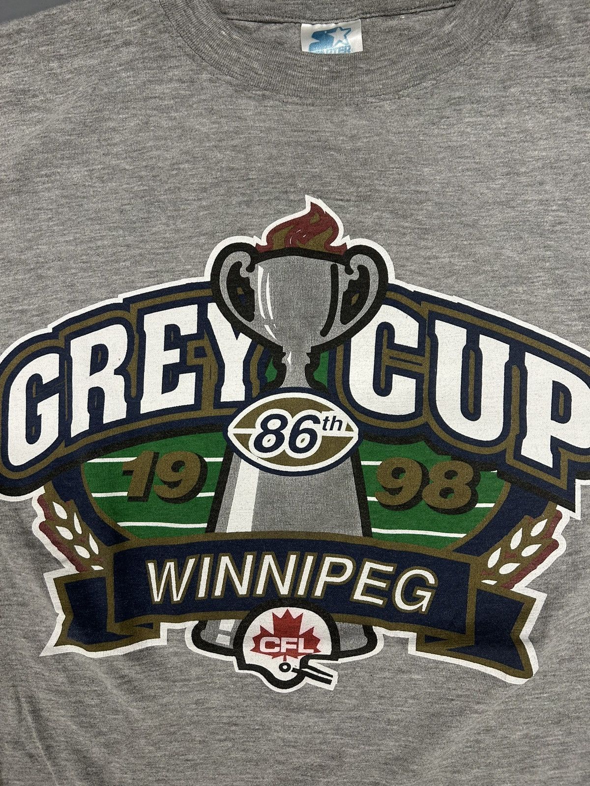 NFL × Vintage Crazy Vintage 1998 CFL Grey Cup Essential Grey Tee Shirt Size US XL / EU 56 / 4 - 2 Thumbnail