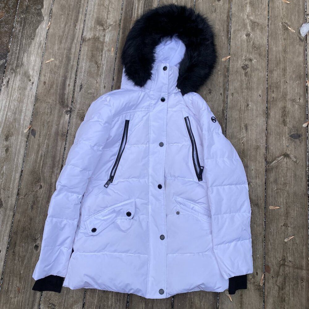 Michael Kors MICHAEL Michael Kors Faux Fur Trim Ciré Parka White Small Size S / US 4 / IT 40 - 1 Thumbnail
