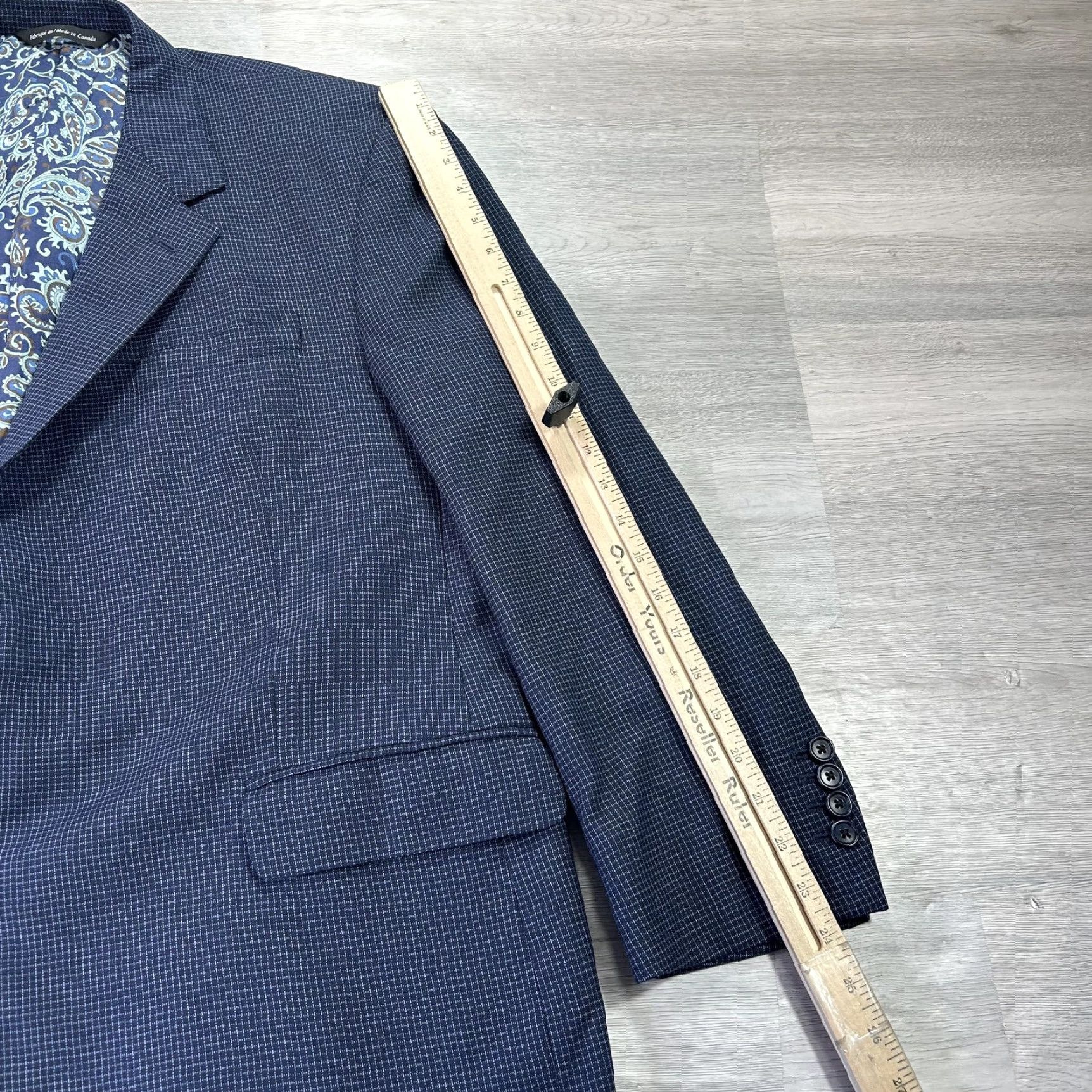 Vintage Coppley Blazer Mens 46 Blue Wool Check Sport Coat Jacket Holland & Sherry Size 46R - 7 Thumbnail